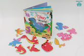 Booktopus Square Puzzle Board Book - Dino World Learning Puzzle with Easy Grip Pieces - Educational Toys for Kids 4+